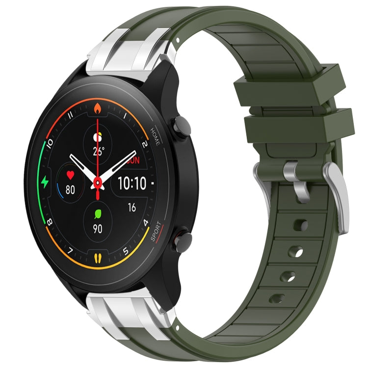 For Xiaomi Watch S1 Pro 22mm Quick Release Silver Buckle Royal Silicone Watch Band(Olive Green) - free shipping - PMC TechLife - Order now!