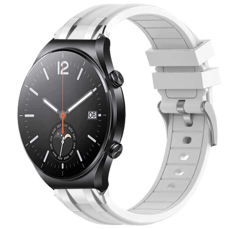 For Xiaomi Watch S1 22mm Quick Release Silver Buckle Royal Silicone Watch Band(White) - free shipping - PMC TechLife - Order now!