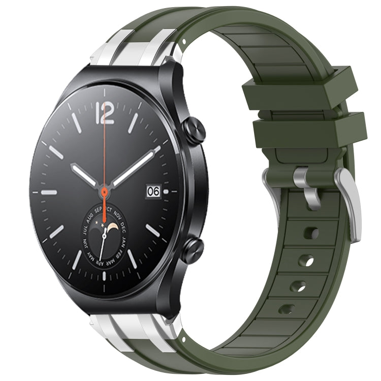 For Xiaomi Watch S1 22mm Quick Release Silver Buckle Royal Silicone Watch Band(Olive Green) - free shipping - PMC TechLife - Order now!
