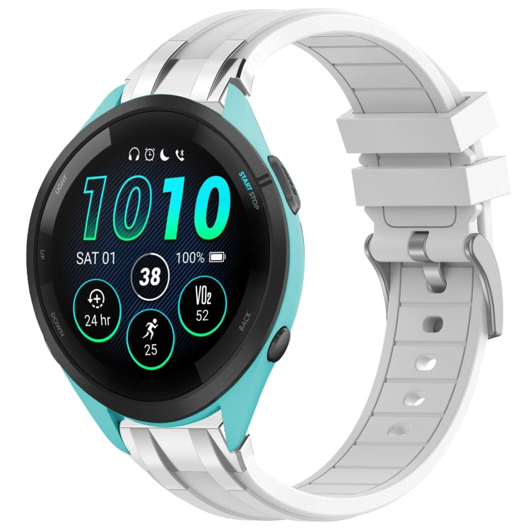 For Garmin Forerunner 265 Music 22mm Quick Release Silver Buckle Royal Silicone Watch Band(White) - free shipping - PMC TechLife - Order now!