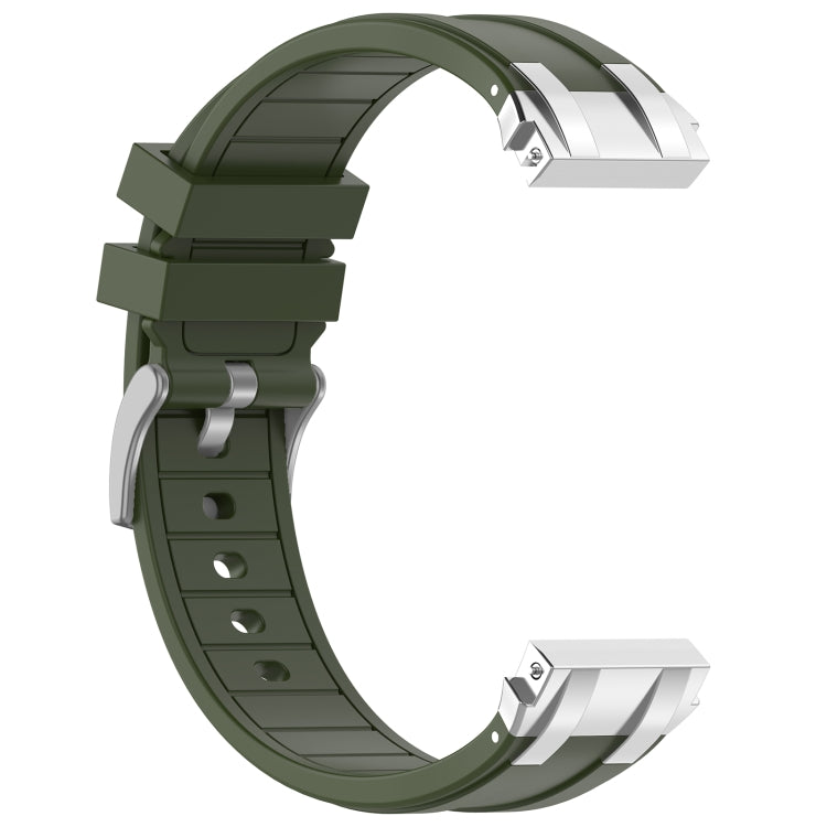 For Garmin Forerunner 265 22mm Quick Release Silver Buckle Royal Silicone Watch Band(Olive Green) - free shipping - PMC TechLife - Order now!