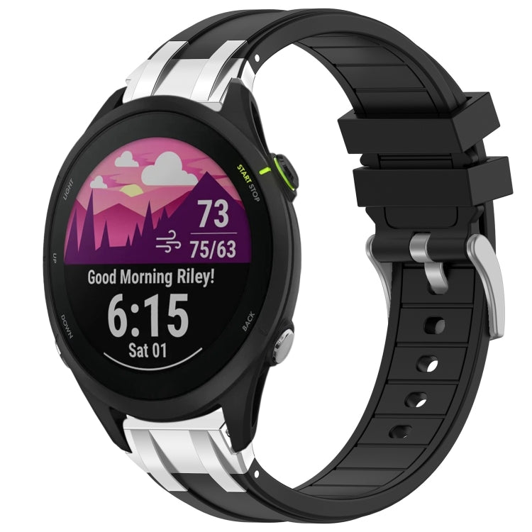 For Garmin Forerunner 255 22mm Quick Release Silver Buckle Royal Silicone Watch Band(Black) - free shipping - PMC TechLife - Order now!