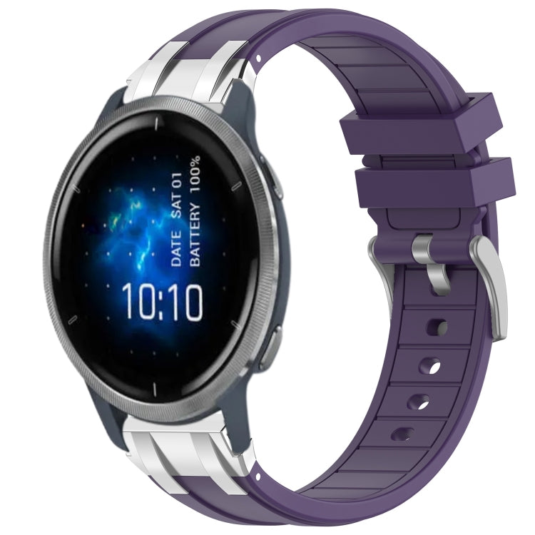 For Garmin Venu 2 22mm Quick Release Silver Buckle Royal Silicone Watch Band(Purple) - free shipping - PMC TechLife - Order now!