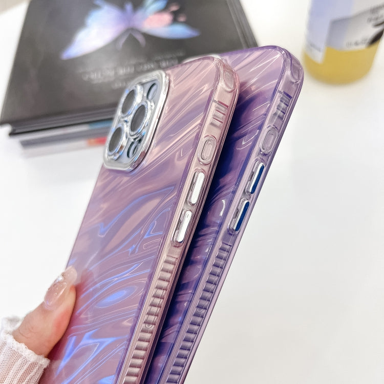 For iPhone 16e Plating Glitter Texture Chain Wristband TPU Phone Case with Lens Film(Purple Shell Pattern) - iPhone 16e Cases by PMC TechLife | Online Shopping South Africa | PMC TechLife | Buy Now Pay Later Mobicred