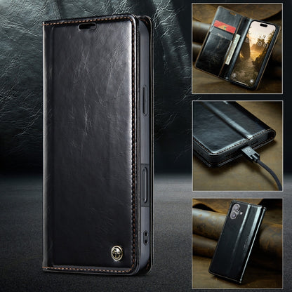 For iPhone 16 Plus CaseMe 003 Crazy Horse Texture Flip Leather Phone Case(Black) - iPhone 16 Plus Cases by CaseMe | Online Shopping South Africa | PMC Jewellery | Buy Now Pay Later Mobicred