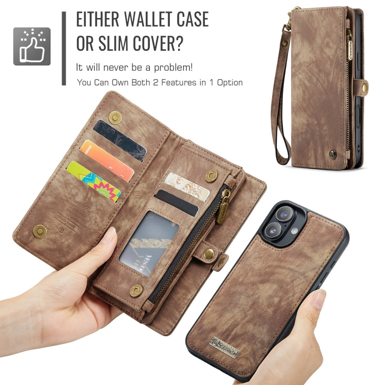 For iPhone 16 Plus CaseMe 008 Detachable Multifunctional Leather Phone Case(Brown) - iPhone 16 Plus Cases by CaseMe | Online Shopping South Africa | PMC Jewellery | Buy Now Pay Later Mobicred