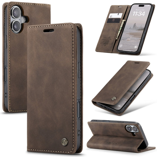 For iPhone 16 Plus CaseMe 013 Multifunctional Horizontal Flip Leather Phone Case(Coffee) - iPhone 16 Plus Cases by CaseMe | Online Shopping South Africa | PMC Jewellery | Buy Now Pay Later Mobicred