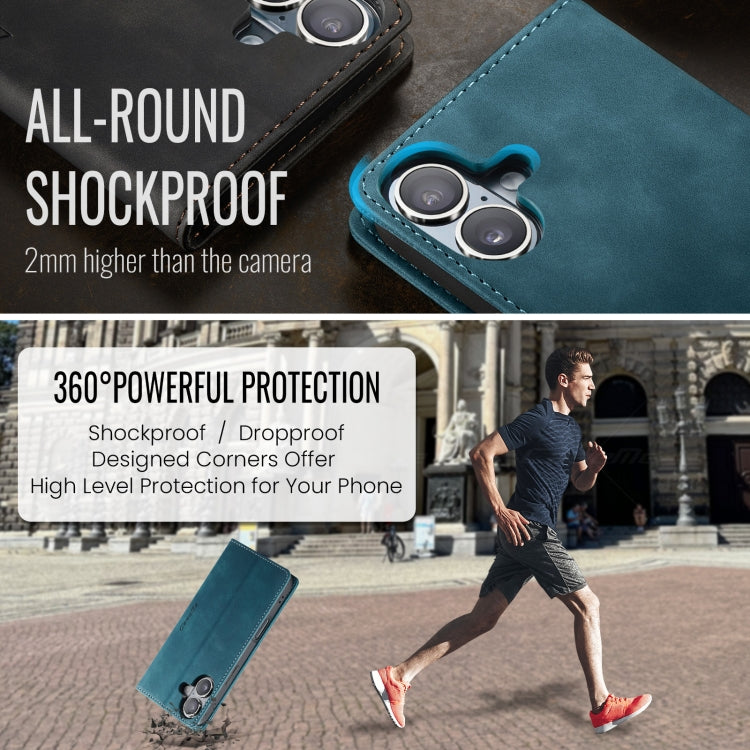 For iPhone 16 Plus CaseMe 013 Multifunctional Horizontal Flip Leather Phone Case(Blue) - free shipping - PMC Jewellery - Order now!