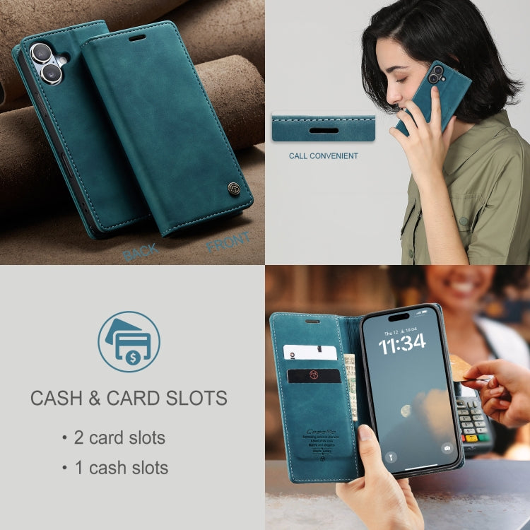 For iPhone 16 Plus CaseMe 013 Multifunctional Horizontal Flip Leather Phone Case(Blue) - free shipping - PMC Jewellery - Order now!