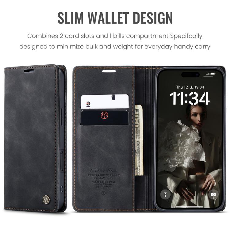 For iPhone 16 Plus CaseMe 013 Multifunctional Horizontal Flip Leather Phone Case(Black) - free shipping - PMC Jewellery - Order now!