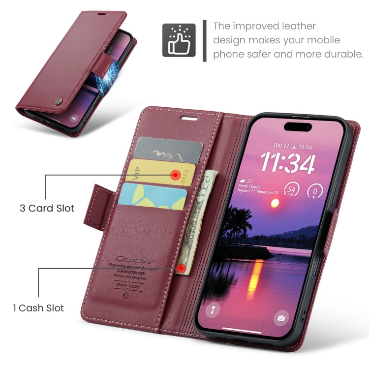 For iPhone 16 Pro Max CaseMe 023 Butterfly Buckle Litchi Texture RFID Anti-theft Leather Phone Case(Red) - iPhone 16 Pro Max Cases by CaseMe | Online Shopping South Africa | PMC Jewellery | Buy Now Pay Later Mobicred