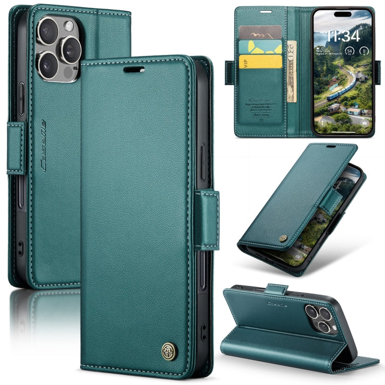 For iPhone 16 Pro Max CaseMe 023 Butterfly Buckle Litchi Texture RFID Anti-theft Leather Phone Case(Green) - iPhone 16 Pro Max Cases by CaseMe | Online Shopping South Africa | PMC Jewellery | Buy Now Pay Later Mobicred