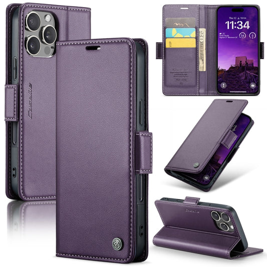 For iPhone 16 Pro CaseMe 023 Butterfly Buckle Litchi Texture RFID Anti-theft Leather Phone Case(Purple) - iPhone 16 Pro Cases by CaseMe | Online Shopping South Africa | PMC Jewellery | Buy Now Pay Later Mobicred