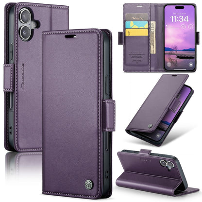 For iPhone 16 CaseMe 023 Butterfly Buckle Litchi Texture RFID Anti-theft Leather Phone Case(Purple) - iPhone 16 Cases by CaseMe | Online Shopping South Africa | PMC Jewellery | Buy Now Pay Later Mobicred