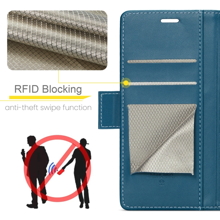 For iPhone 16 CaseMe 023 Butterfly Buckle Litchi Texture RFID Anti-theft Leather Phone Case(Blue) - free shipping - PMC Jewellery - Order now!