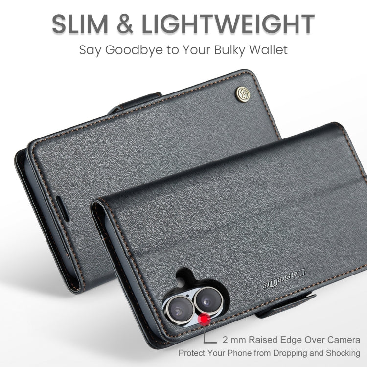 For iPhone 16 CaseMe 023 Butterfly Buckle Litchi Texture RFID Anti-theft Leather Phone Case(Black) - free shipping - PMC Jewellery - Order now!