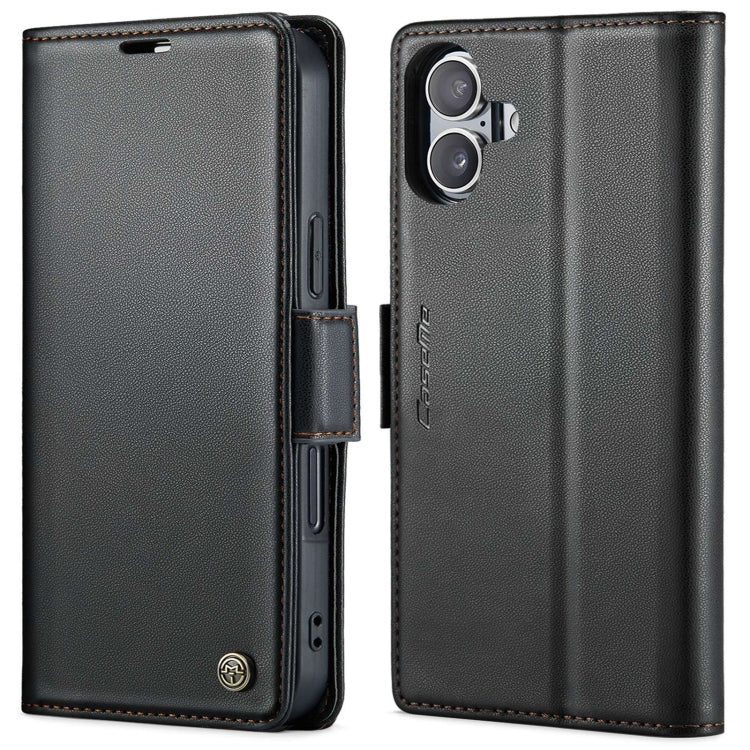 For iPhone 16 CaseMe 023 Butterfly Buckle Litchi Texture RFID Anti-theft Leather Phone Case(Black) - free shipping - PMC Jewellery - Order now!