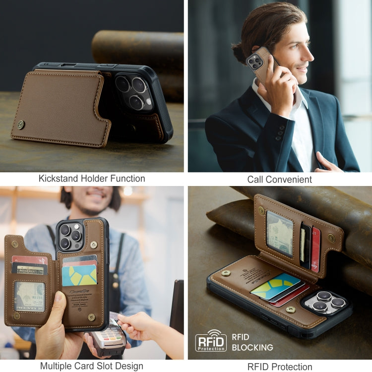 For iPhone 16 Pro Max CaseMe C22 Card Slots Holder RFID Anti-theft Phone Case(Brown) - iPhone 16 Pro Max Cases by CaseMe | Online Shopping South Africa | PMC TechLife | Buy Now Pay Later Mobicred