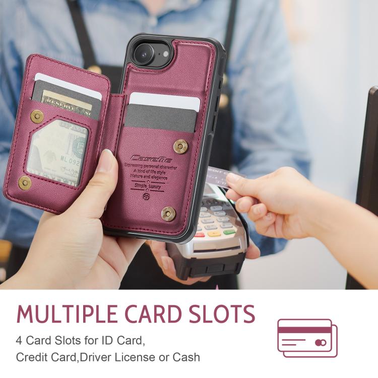 For iPhone 16e CaseMe C22 Card Slots Holder RFID Anti-theft Phone Case(Red) - free shipping - PMc TechLife - Order now!