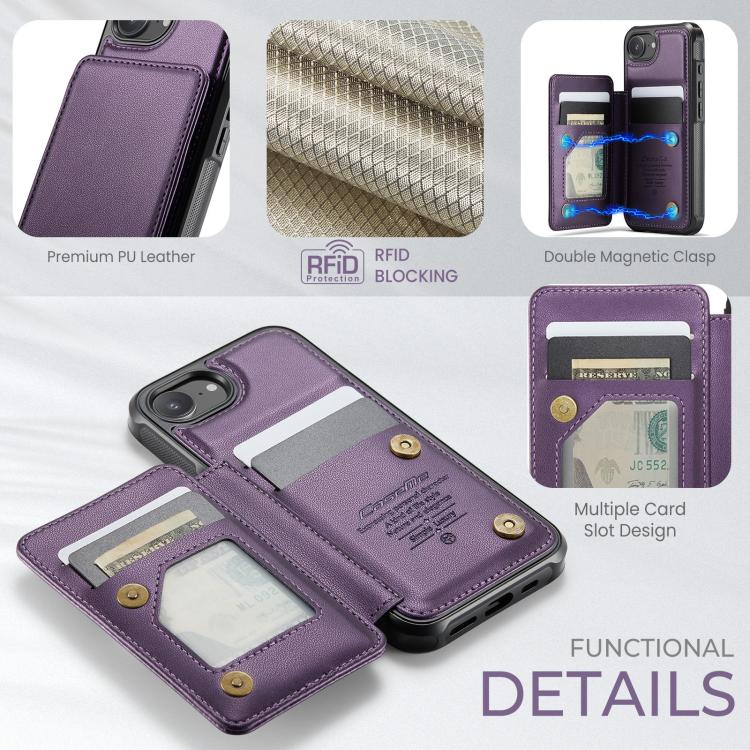For iPhone 16e CaseMe C22 Card Slots Holder RFID Anti-theft Phone Case(Purple) - free shipping - PMc TechLife - Order now!