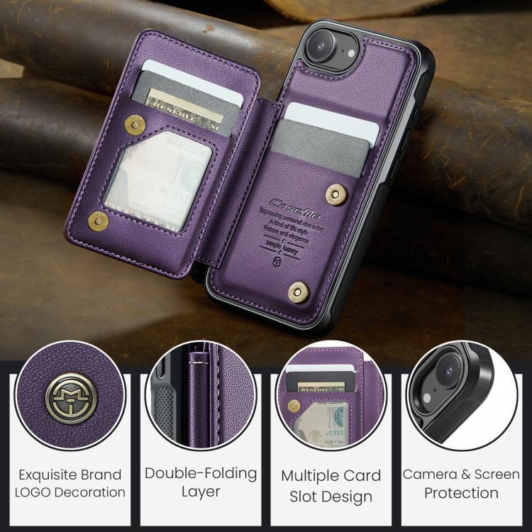 For iPhone 16e CaseMe C22 Card Slots Holder RFID Anti-theft Phone Case(Purple) - free shipping - PMc TechLife - Order now!