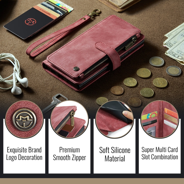 For iPhone 16 CaseMe C30 Card Slots Zipper Wallet Leather Phone Case(Red) - free shipping - PMC Jewellery - Order now!
