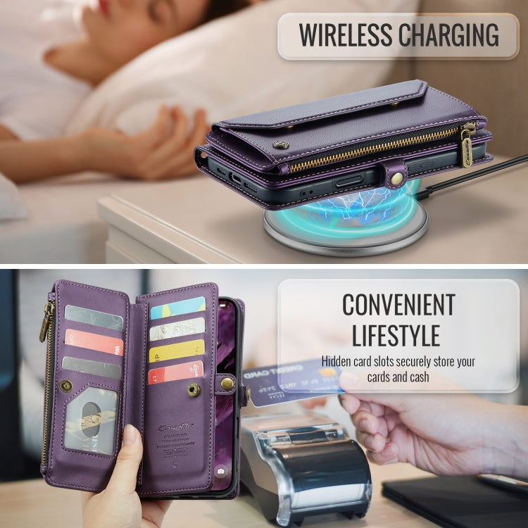 For iPhone 16 Pro Max CaseMe C36 Card Slots Zipper Wallet RFID Anti-theft Leather Phone Case(Purple) - iPhone 16 Pro Max Cases by CaseMe | Online Shopping South Africa | PMC Jewellery | Buy Now Pay Later Mobicred