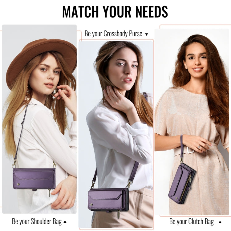 For iPhone 16 Pro CaseMe C36 Card Slots Zipper Wallet RFID Anti-theft Leather Phone Case(Purple) - iPhone 16 Pro Cases by CaseMe | Online Shopping South Africa | PMC TechLife | Buy Now Pay Later Mobicred