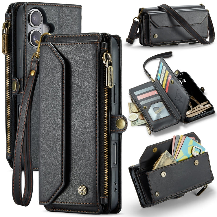 For iPhone 16 Plus CaseMe C36 Card Slots Zipper Wallet RFID Anti-theft Leather Phone Case(Black) - iPhone 16 Plus Cases by CaseMe | Online Shopping South Africa | PMC Jewellery | Buy Now Pay Later Mobicred