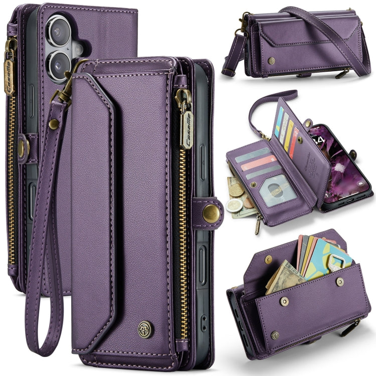 For iPhone 16 Plus CaseMe C36 Card Slots Zipper Wallet RFID Anti-theft Leather Phone Case(Purple) - iPhone 16 Plus Cases by CaseMe | Online Shopping South Africa | PMC Jewellery | Buy Now Pay Later Mobicred