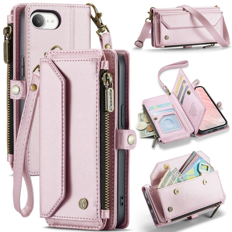 For iPhone 16e CaseMe C36 Card Slots Zipper Wallet RFID Anti-theft Leather Phone Case(Pink) - iPhone 16e Cases by CaseMe | Online Shopping South Africa | PMC TechLife | Buy Now Pay Later Mobicred