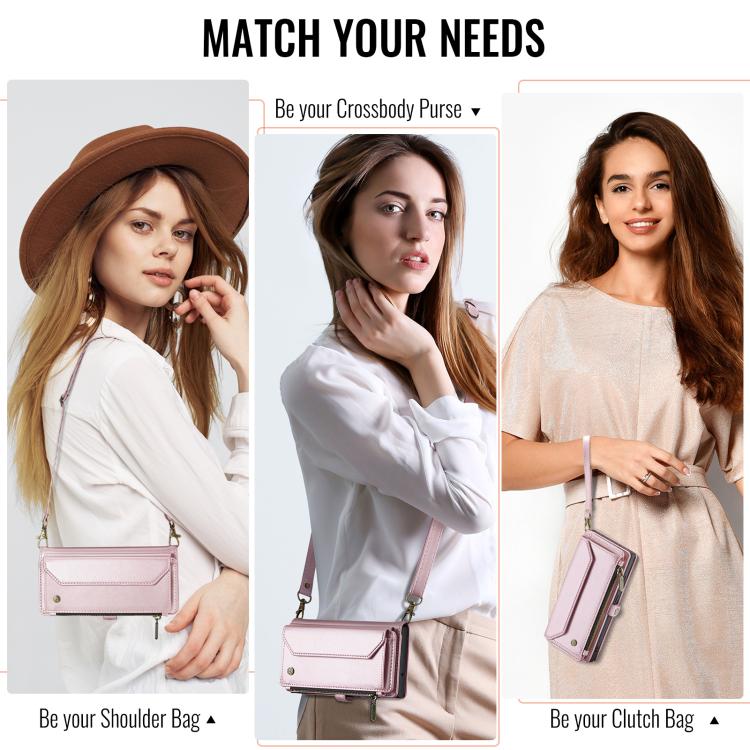 For iPhone 16e CaseMe C36 Card Slots Zipper Wallet RFID Anti-theft Leather Phone Case(Pink) - iPhone 16e Cases by CaseMe | Online Shopping South Africa | PMC TechLife | Buy Now Pay Later Mobicred