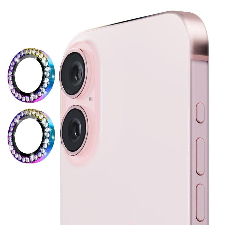 For iPhone 16 / 16 Plus ENKAY AR Anti-reflection Individual Diamond Ring Camera Lens Glass Full Film(Colorful) - iPhone 16 Plus Tempered Glass by ENKAY | Online Shopping South Africa | PMC Jewellery | Buy Now Pay Later Mobicred