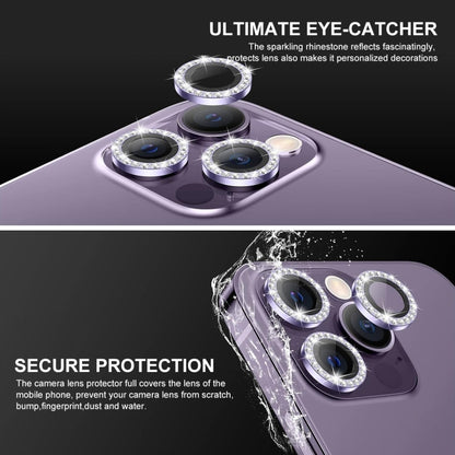 For iPhone 16 Pro / 16 Pro Max ENKAY AR Anti-reflection Individual Diamond Ring Camera Lens Glass Full Film(Deep Purple) - iPhone 16 Pro Max Tempered Glass by ENKAY | Online Shopping South Africa | PMC Jewellery | Buy Now Pay Later Mobicred