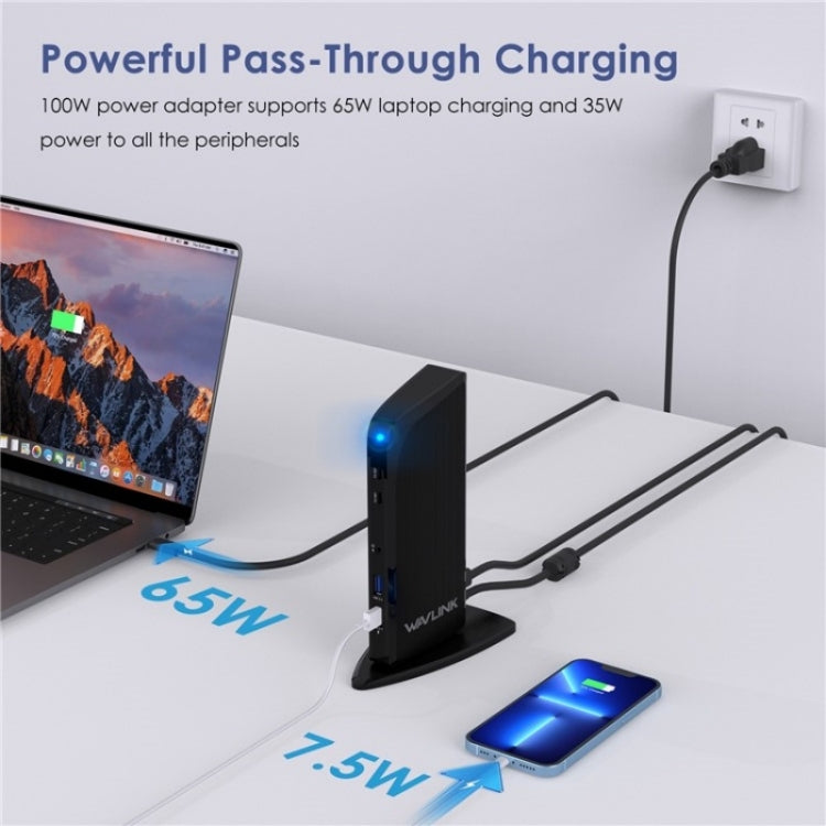 WAVLINK UG39PD1 13 in 1 Type-C Triple Monitors 4K HD Docking Station, Plug:EU Plug - free shipping - PMC TechLife - Order now!
