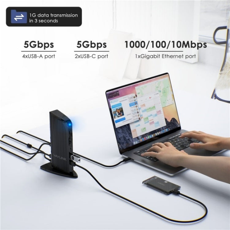 WAVLINK UG39PD1 13 in 1 Type-C Triple Monitors 4K HD Docking Station, Plug:UK Plug - free shipping - PMC TechLife - Order now!