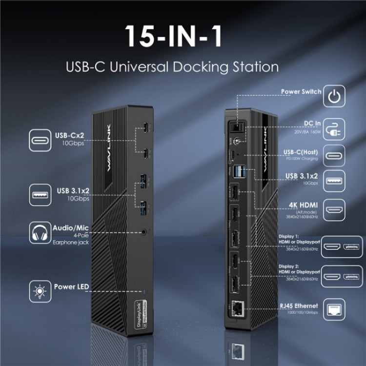 WAVLINK UG69PD25 Pro 100W PD Charging Triple 4K Display Laptop Docking Station, Plug:AU Plug - free shipping - PMc TechLife - Order now!