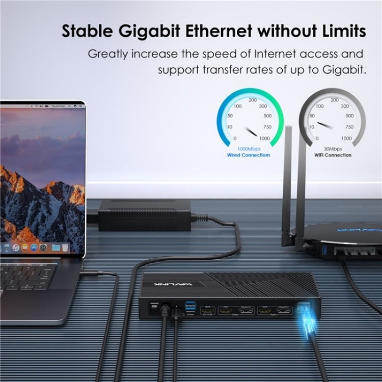WAVLINK UG69PD25 Pro 100W PD Charging Triple 4K Display Laptop Docking Station, Plug:UK Plug - free shipping - PMc TechLife - Order now!