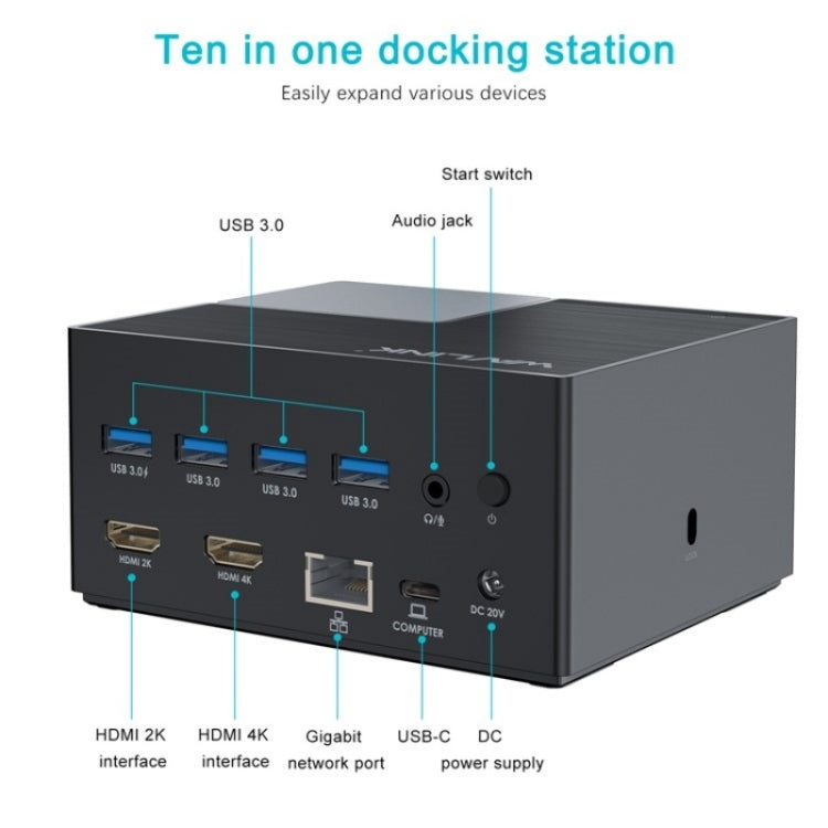 WAVLINK UG76PD2 3.5mm Audio, Gigabit Network Port Dual HD Universal Docking Station(UK Plug) - free shipping - PMc TechLife - Order now!