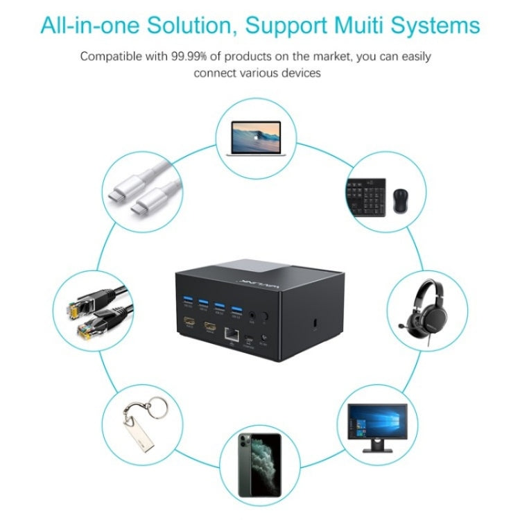 WAVLINK UG76PD2 3.5mm Audio, Gigabit Network Port Dual HD Universal Docking Station(AU Plug) - free shipping - PMc TechLife - Order now!