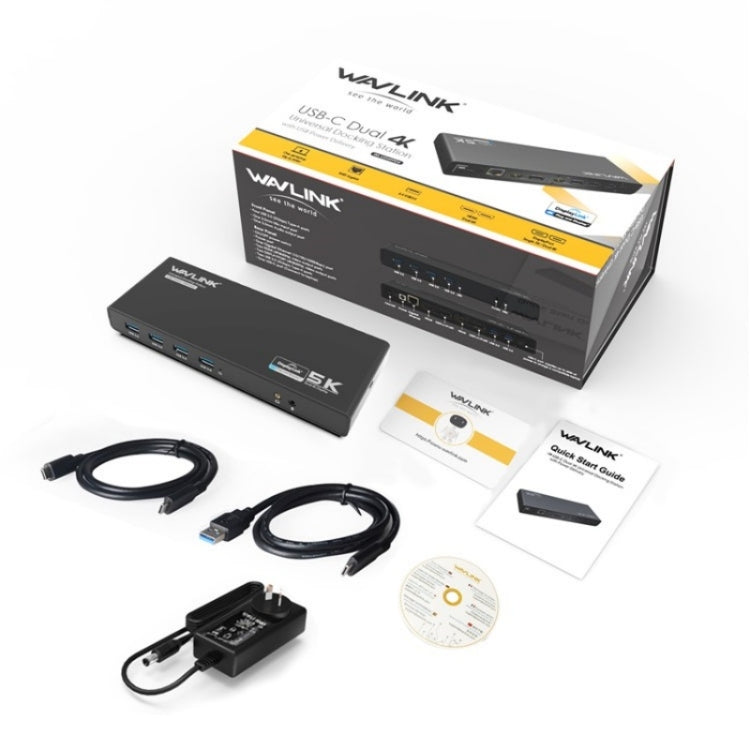WAVLINK UG69PD6 Dual 4K Laptop Docking Station 5K HD Displaylink 65 / 100W PD Charging, Plug:UK Plug - free shipping - PMc TechLife - Order now!