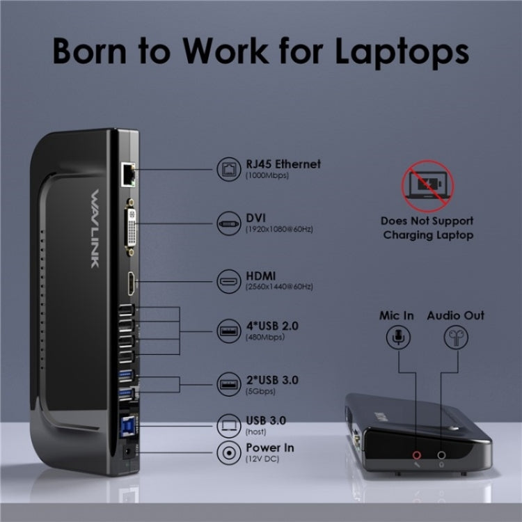 WAVLINK UG49DK4 Universal Laptop Docking Station Dual Monitor Supports DVI / HDMI / VGA(AU Plug) - free shipping - PMC Jewellery - Order now!