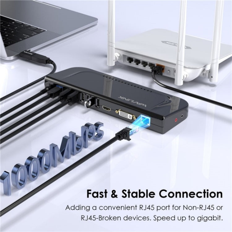 WAVLINK UG49DK4 Universal Laptop Docking Station Dual Monitor Supports DVI / HDMI / VGA(UK Plug) - free shipping - PMC Jewellery - Order now!