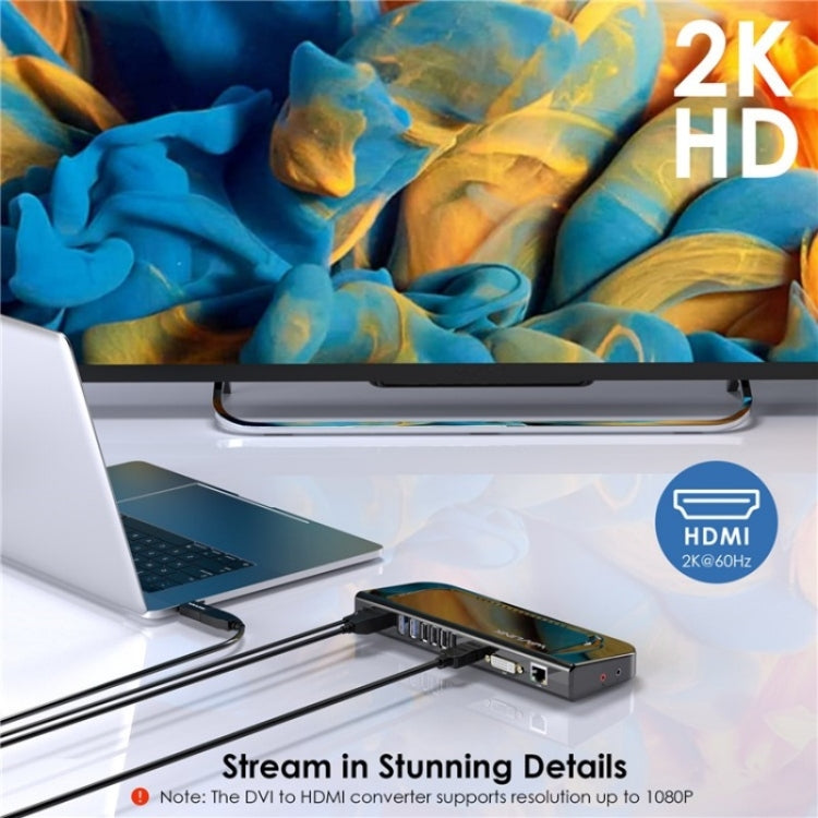 WAVLINK UG49DK4 Universal Laptop Docking Station Dual Monitor Supports DVI / HDMI / VGA(US Plug) - USB 3.0 HUB by WAVLINK | Online Shopping South Africa | PMC Jewellery | Buy Now Pay Later Mobicred