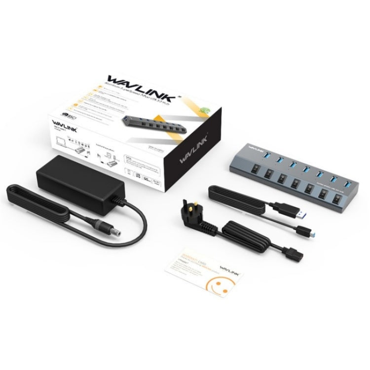 WAVLINK UH3076 5Gbps 7-port USB 3.0 Hub with Independent Switch and LED Indicator(UK Plug) - USB 3.0 HUB by WAVLINK | Online Shopping South Africa | PMC Jewellery | Buy Now Pay Later Mobicred