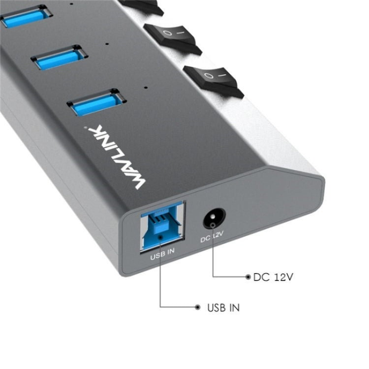 WAVLINK UH3076 5Gbps 7-port USB 3.0 Hub with Independent Switch and LED Indicator(AU Plug) - free shipping - PMC Jewellery - Order now!