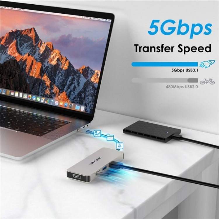 WAVLINK UHP3416 7-in-1 PD100W Charging SD / TF Card Reader 4K HD Type-C Docking Station(Blackish Green) - free shipping - PMC Jewellery - Order now!
