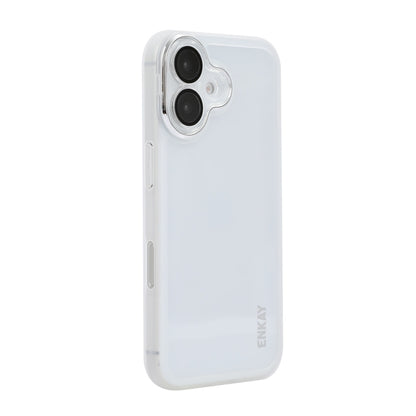 For iPhone 16 Plus ENKAY Hat-Prince Translucent Matte TPU Phone Case with Lens Film(White) - iPhone 16 Plus Cases by ENKAY | Online Shopping South Africa | PMC Jewellery | Buy Now Pay Later Mobicred