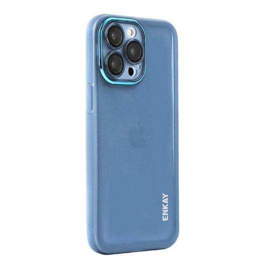 For iPhone 16 Pro Max ENKAY Hat-Prince Translucent Matte TPU Phone Case with Lens Film(Blue) - iPhone 16 Pro Max Cases by ENKAY | Online Shopping South Africa | PMC Jewellery | Buy Now Pay Later Mobicred