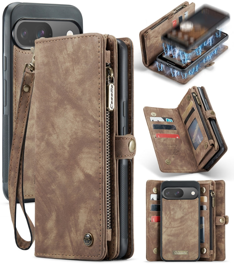 For Google Pixel 9 / 9 Pro CaseMe 008 Detachable Multifunctional Leather Phone Case(Brown) - Google Cases by CaseMe | Online Shopping South Africa | PMC Jewellery | Buy Now Pay Later Mobicred